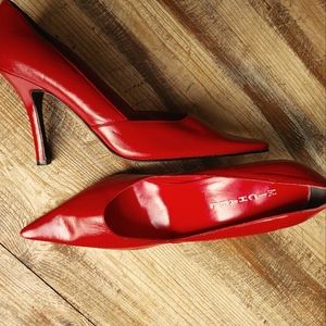 Red Leather High Heels Size 9